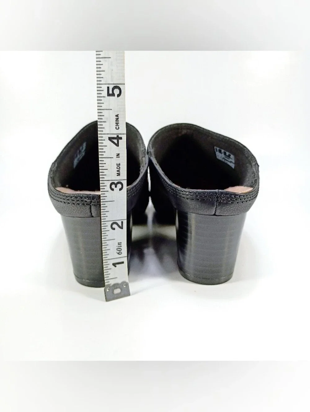 Clarks Ellanie Pace Womens 6.5 Black Leather Point Toe Slip On Block Heel Pumps